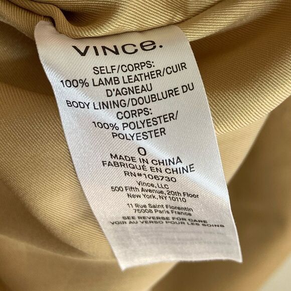 Vince Lambskin Leather Midi Tan Caramel Skirt Stitched Belt Size 0 - Picture 11 of 11